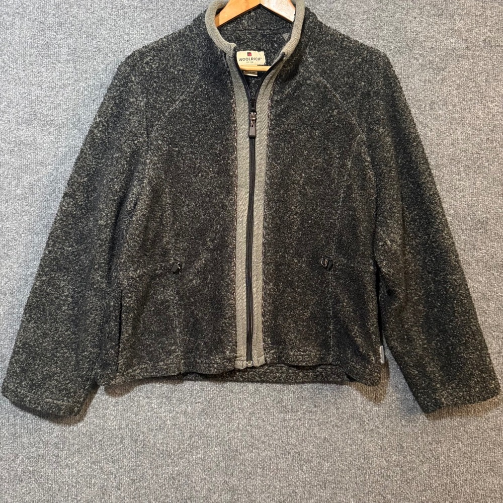 Woolrich Jacket Womens Medium Full Zip Fleece Mock Neck Raglan Textured Outdoor